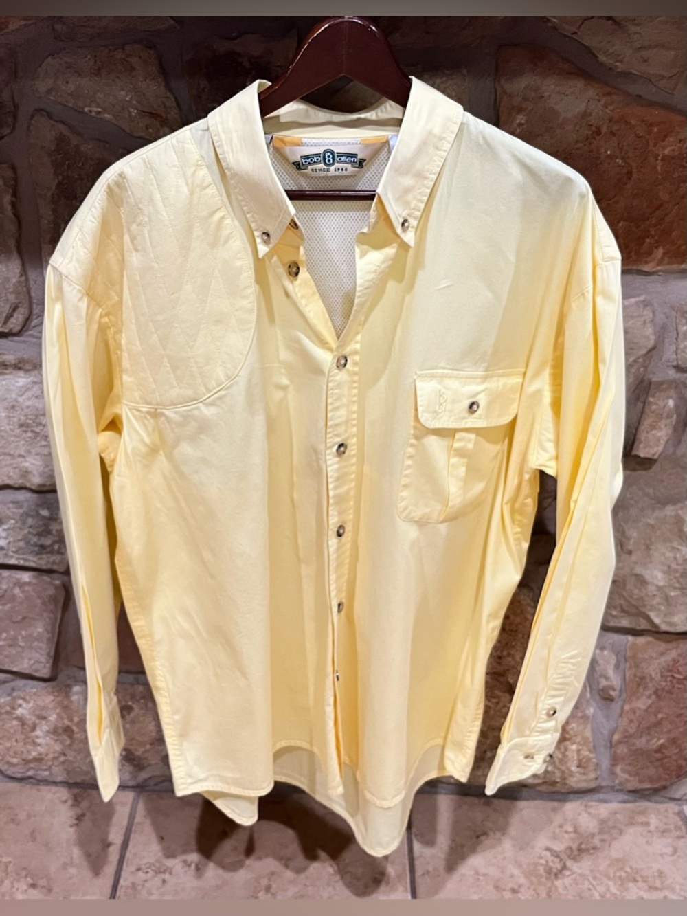 Vintage Yellow Bob Allen Shooting Shirt Men's Large 100% Cotton L/S